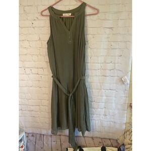 Indigo rose V-Neck Sleeveless Belt Waist Midi Dress